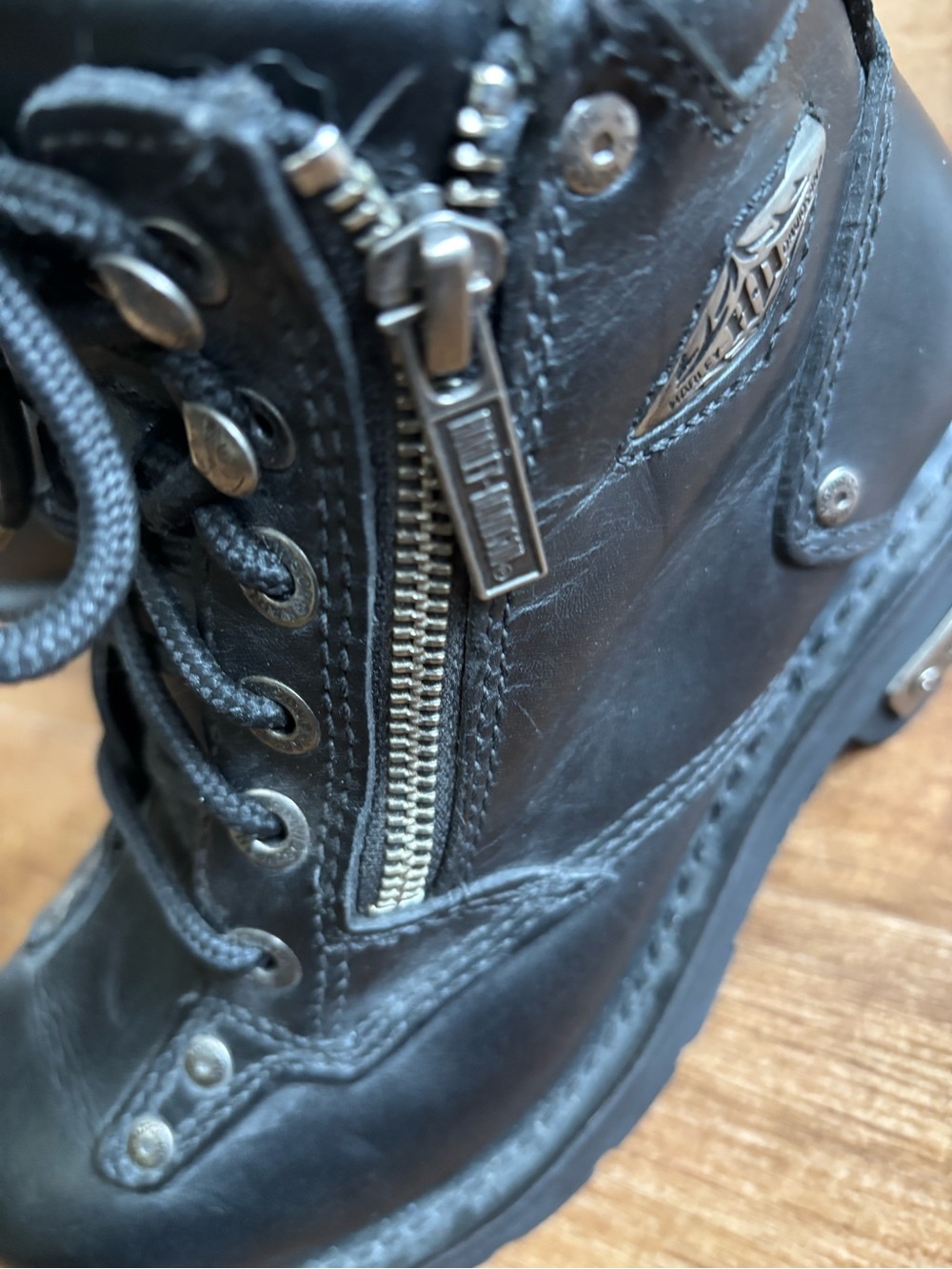 Harley-Davidson Women's Black Leather Motorcycle Boots Sz 7 - Picture 6 of 13